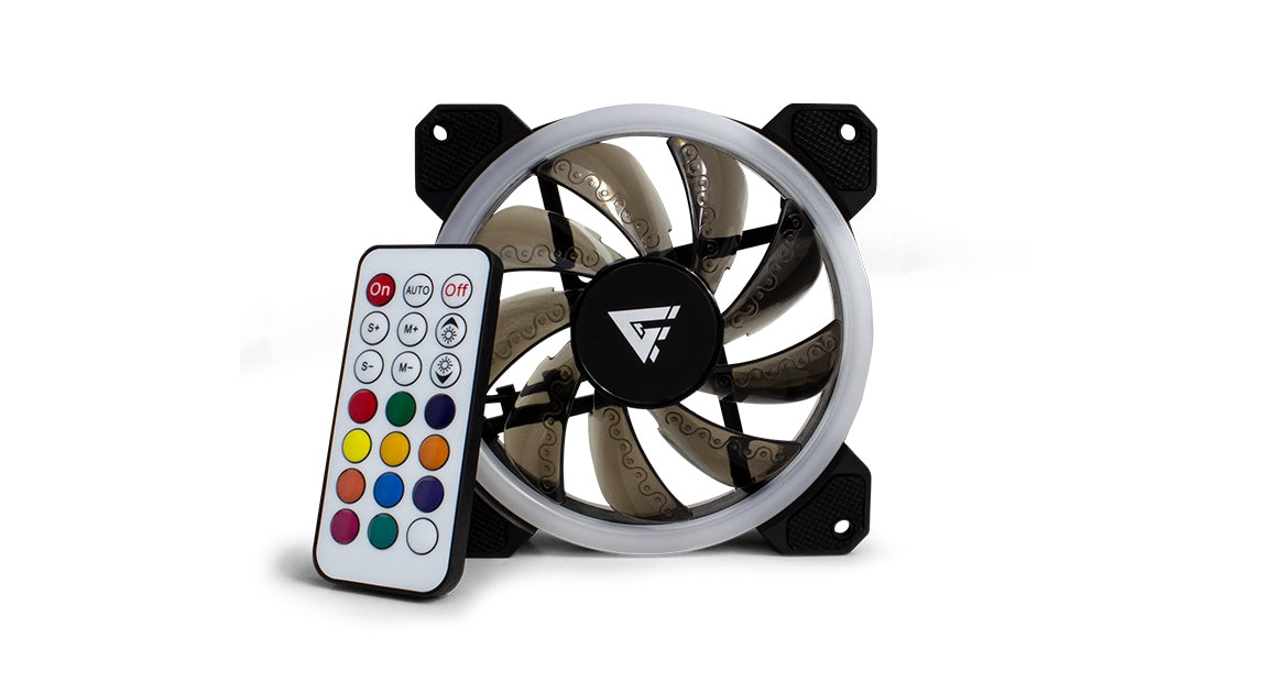 Kit De Ventiladores Game Factor Fkg400 Multicolor 120Mm Incluye Tiras Led Control Remoto.