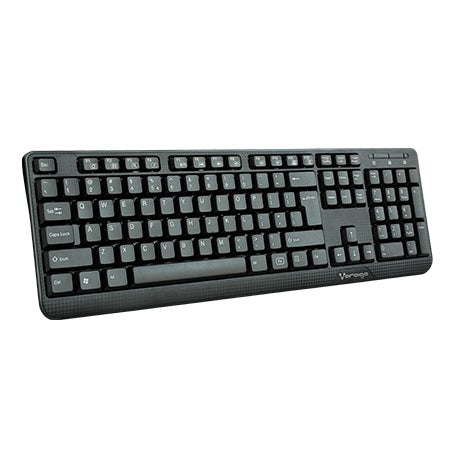 Teclado Vorago Kb-102 Alámbrico Usb Universal Teclas Fn Multimedia Negro.