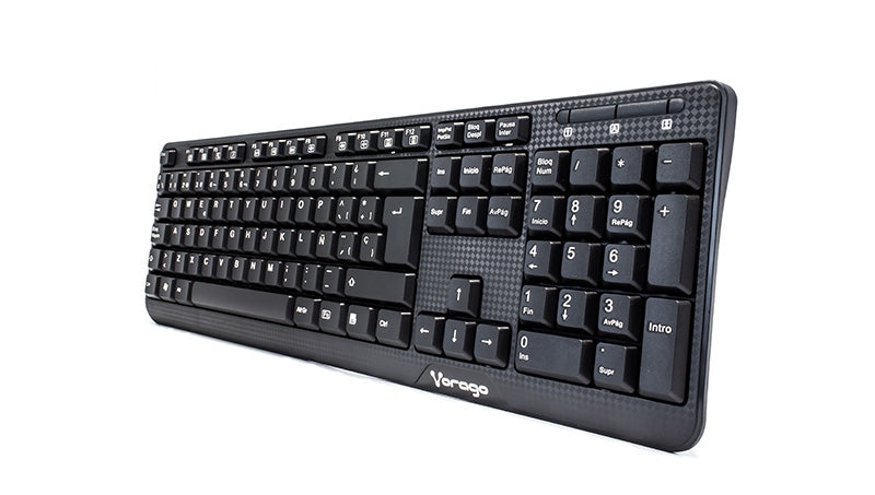 Teclado Vorago Kb-102 Alámbrico Usb Universal Teclas Fn Multimedia Negro.