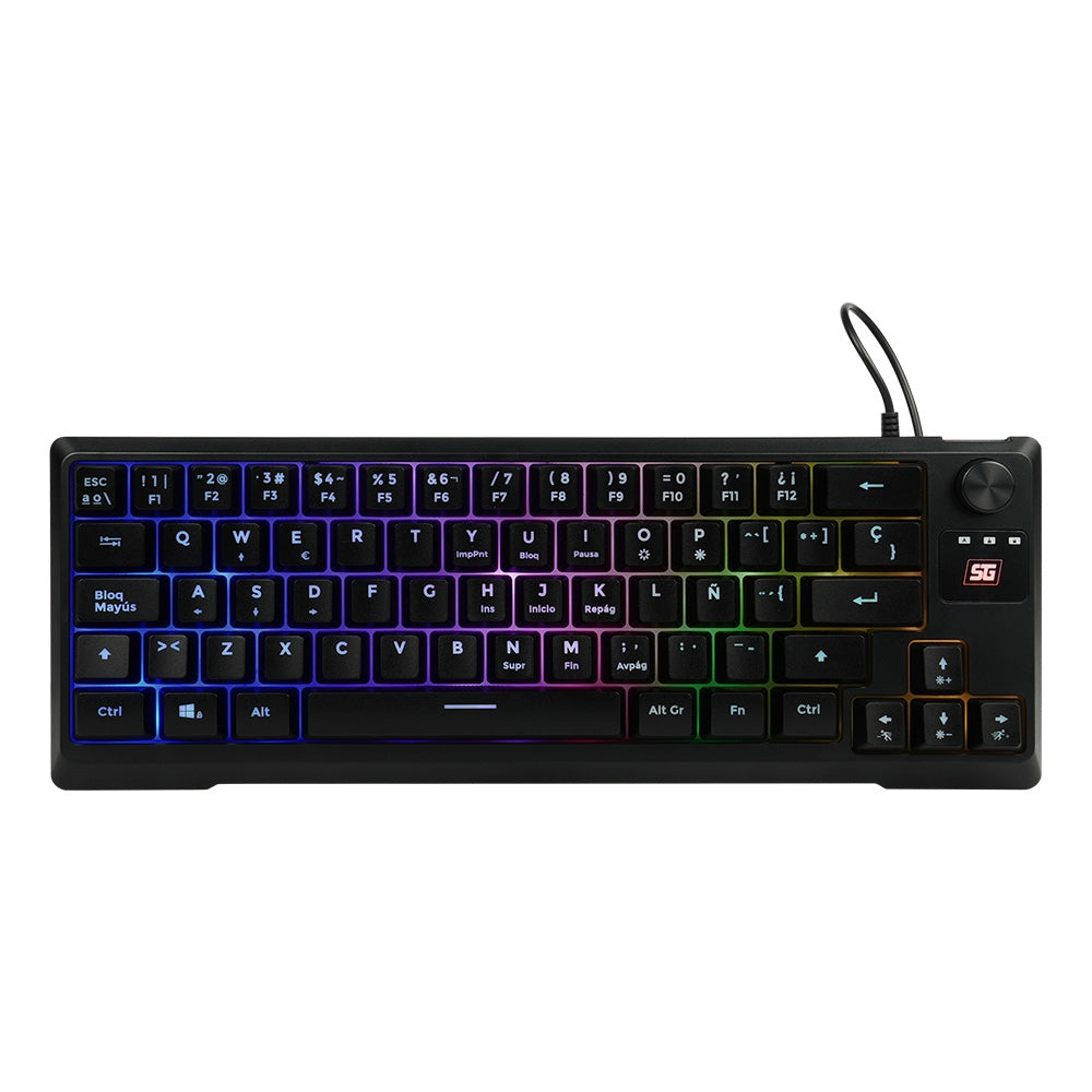 Teclado Start The Game Vorago Kb-506 Tkl Factor 65% Rgb Rueda Multimedia Alámbrico Anti Ghosting Usb Negro