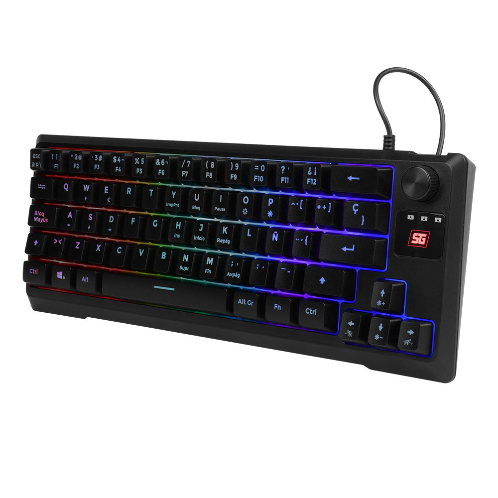 Teclado Start The Game Vorago Kb-506 Tkl Factor 65% Rgb Rueda Multimedia Alámbrico Anti Ghosting Usb Negro