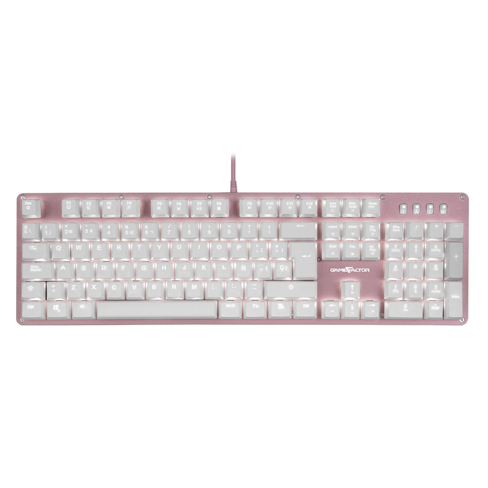 Teclado Mecánico Game Factor Kbg400-Pk-Rd Switch Red Usb Rosa Y Rojo