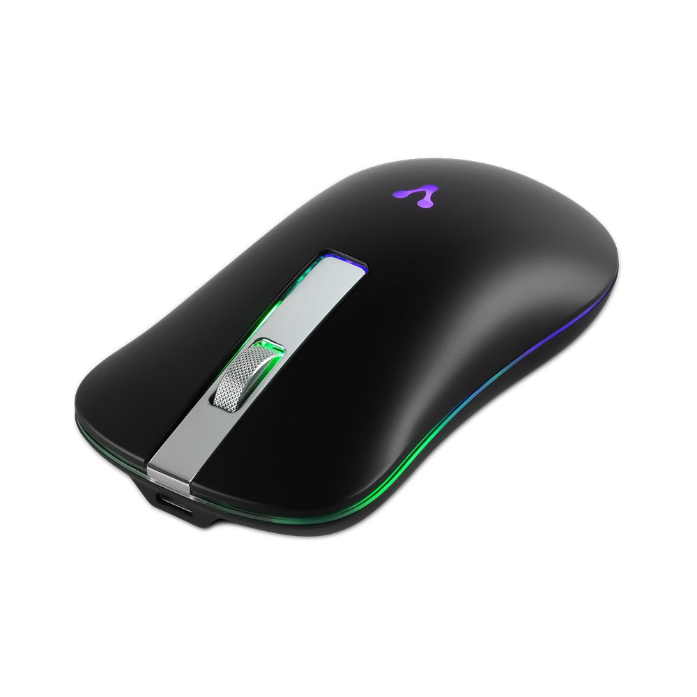 Mouse Vorago Mo-305-Bk Slim Led Rgb Inalambrico Recargable Negro