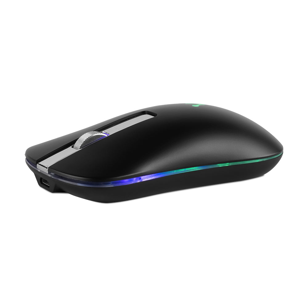 Mouse Vorago Mo-305-Bk Slim Led Rgb Inalambrico Recargable Negro