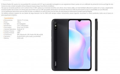 Celular Xiaomi Redmi 9A. 64Gb. Teléfono