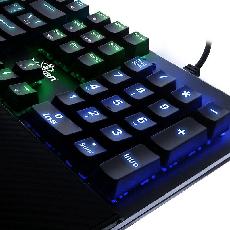 Teclado Gamer Me Swaz Rgb Yeyian Flare Serie 2000 Yat1801 Mecanic Switch Azul