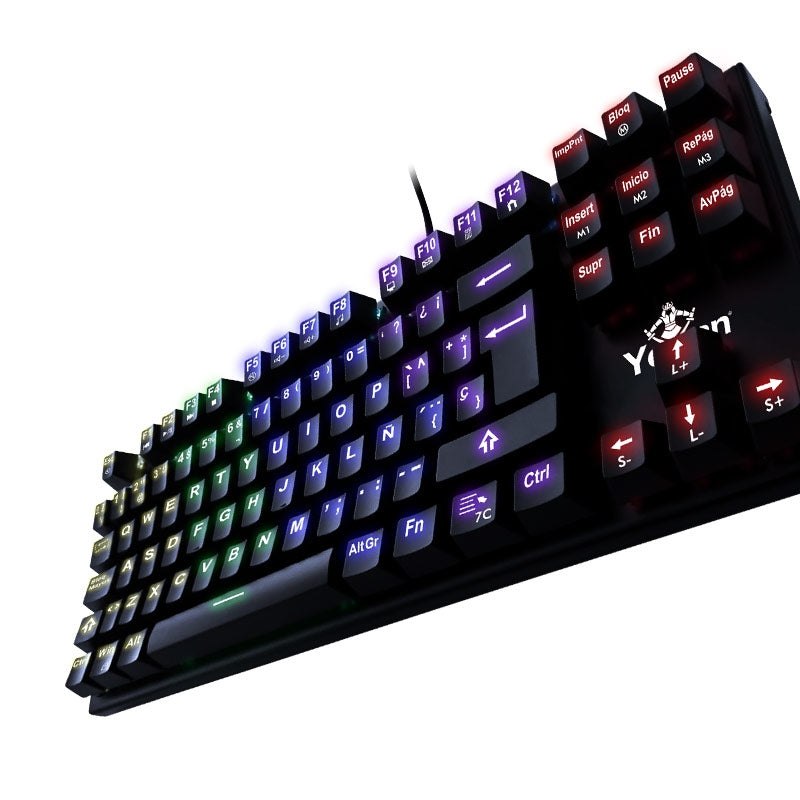 Teclado Gamer Me Swaz Rgb Yeyian Spark Serie 2000 Yat1804 Mecanic Switch Azul