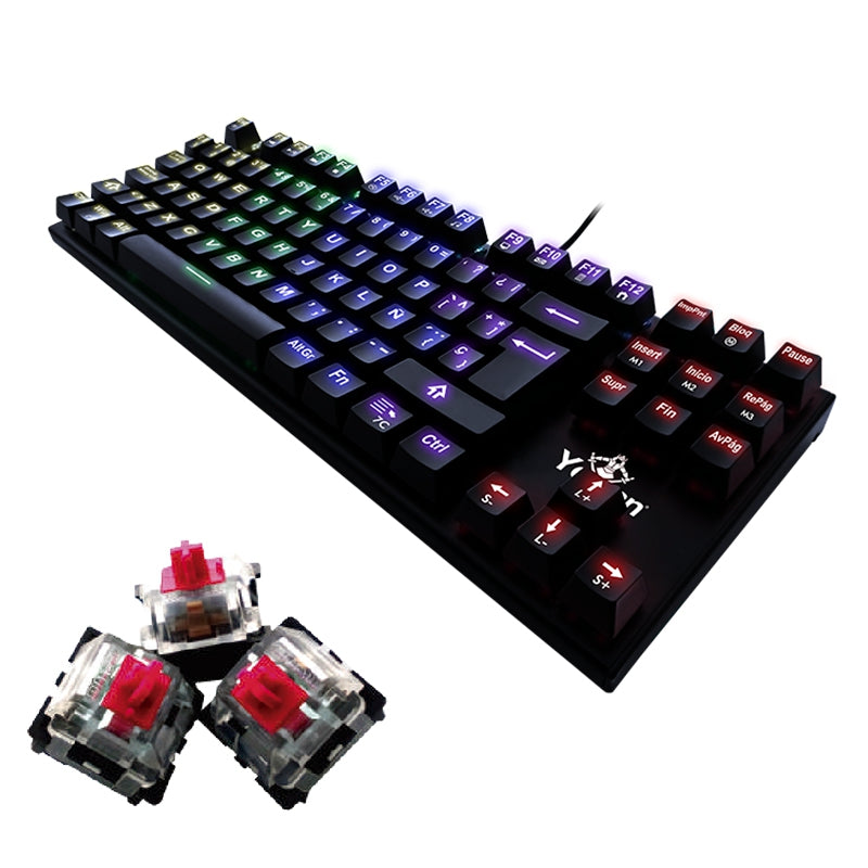 Teclado Gamer Me Swro Rgb Yeyian Spark Serie 2000 Yat1806 Mecanic Switch Rojo