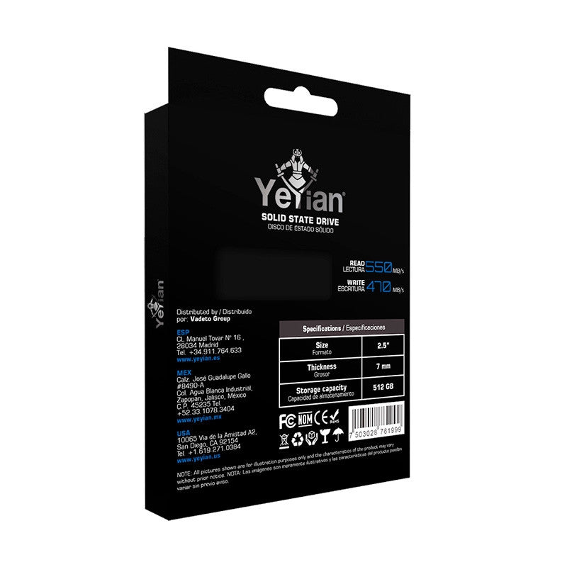 Unidad Ssd Yeyian Ycv-051820-4 Valk, 512Gb, Sata3, 470Mb/S, 2.5"