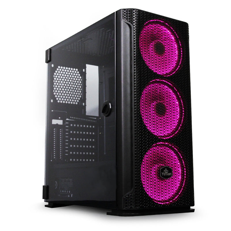 Gabinete Yeyian Ygh-49703 Hollow 2500 Atxc/T 3Ven Argb/Mesh/Usb/Negro