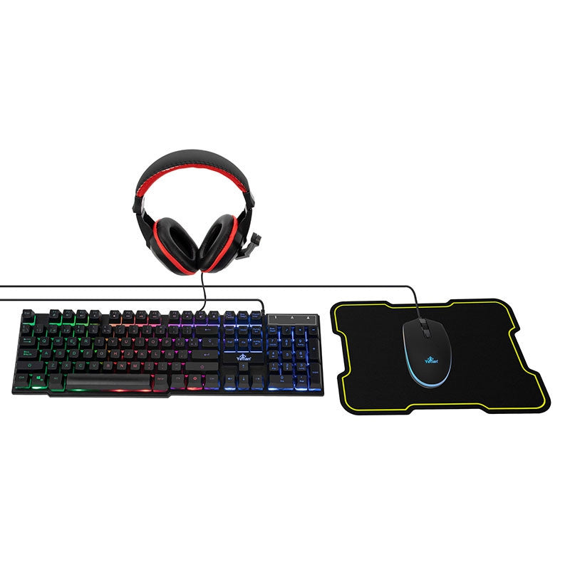 Teclado Ratón Diadema Y Mousepad Yeyian Kit Hydra Nl Gamer Kh-20708 Rgb