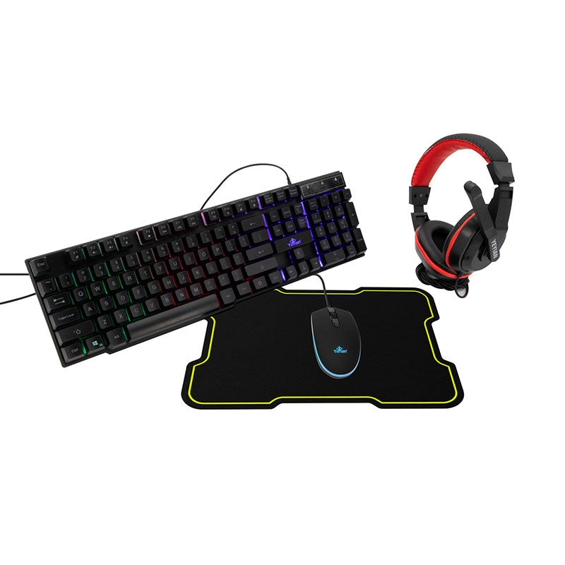 Teclado Ratón Diadema Y Mousepad Yeyian Kit Hydra Nl Gamer Kh-20708 Rgb