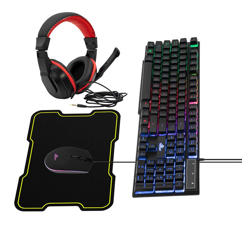 Teclado Ratón Diadema Y Mousepad Yeyian Kit Hydra Nl Gamer Kh-20708 Rgb