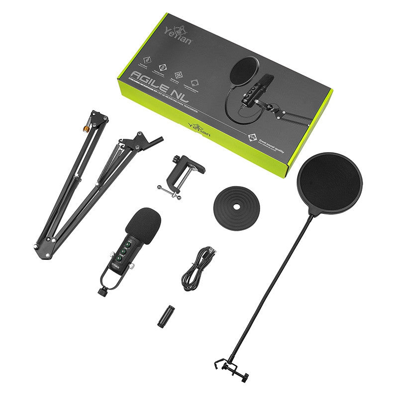 Micrófono Condensador Kit Para Streaming Yeyian Ysa-Uchq-01 80Hz-20000Khz Negro